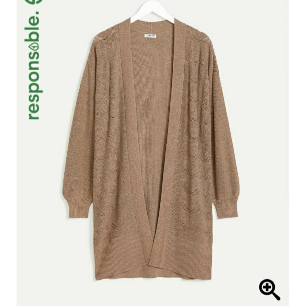 Knit Open Cardigan with Balloon Sleeves